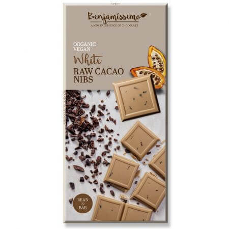 Cioccolato bianco ecologico con cacao, 70g, Benjamissimo