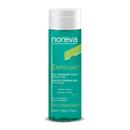 Noreva Exfoliac Gel moussant doux pour peaux acnéiques, 200 ml