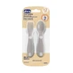 Set de tacâmuri Chicco – furculiță și lingură, de la 12 luni în sus, gri