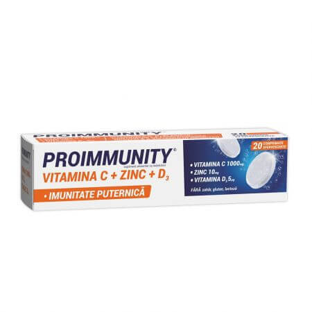 Proimmunity Vitamin C + Zink + D3, 20 Brausetabletten, Fiterman