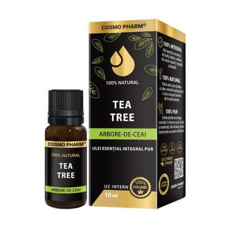 Huile essentielle d'arbre à thé pure et entière, 10 ml, Cosmopharm