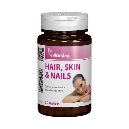 Complément naturel pour les cheveux, la peau et les ongles 30 cpr, Vitaking 