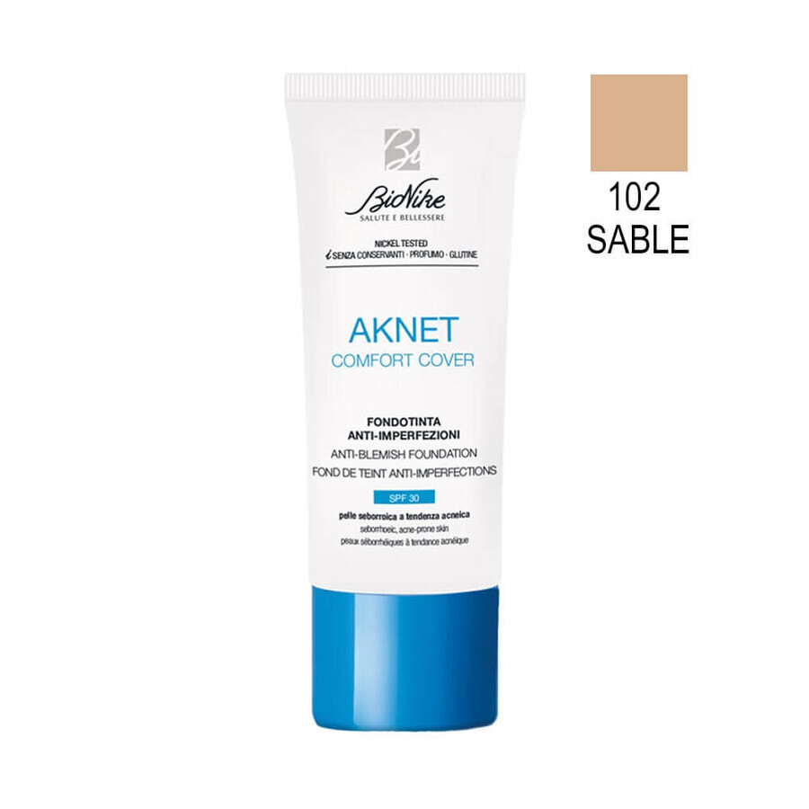 Aknet Comfort Cover 102 Sable Foundation für akneanfällige Haut, 30ml, Bionike