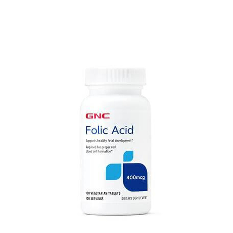 Acide folique 400mcg, 100 comprimés, GNC