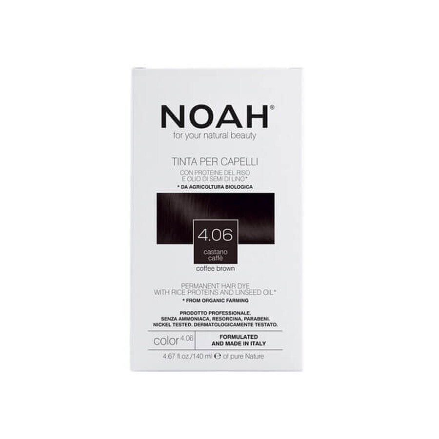 Teinture naturelle sans ammoniaque, brun satiné, 4.06, Noah, 140 ml