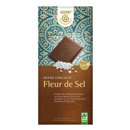 Fleur de Sel chocolat biologique au lait et au sel, 100 g, Gepa