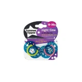 Tommee Tippee Night Time Orthodontic - 2 Silicone Pacifiers, 18–36 Months - Assorted Colors