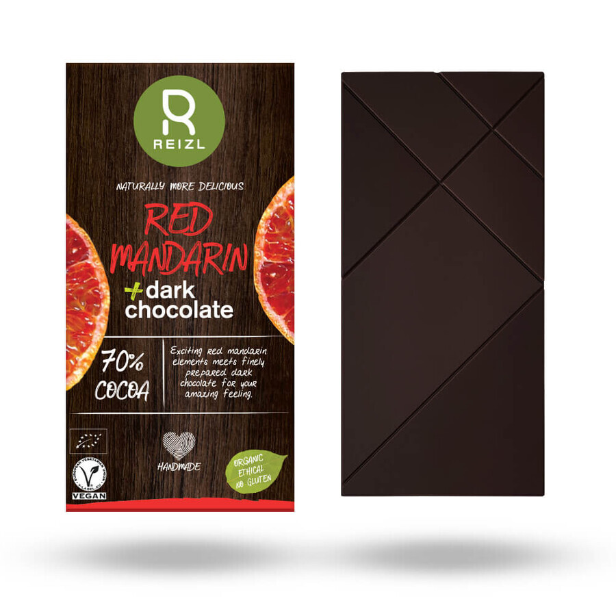 Dunkle Schokolade mit roten Mandarinen, 70 gr, Reizl