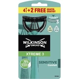 Wilkinson Xtreme 3 Sensitive - 6 disposable razors with 3 flexible blades for sensitive skin, featuring aloe and vitamin E for added comfort
