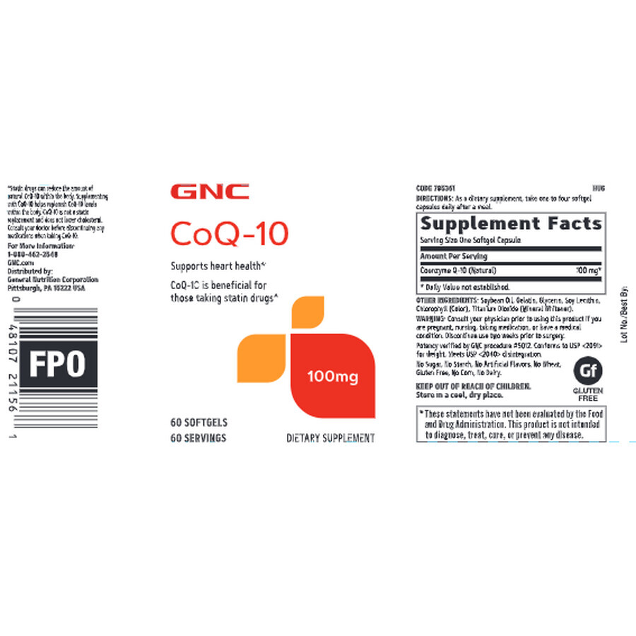 Coenzima Q-10 Naturale, 400 mg, 60 capsule, GNC