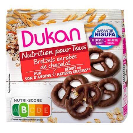 Bretzels enrobés de chocolat de la tarte à l'avoine, 100 g, Dukan