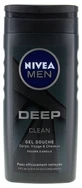 Nivea Men Deep Clean Gel de duș 3 în 1 pentru față, corp și păr, cu pudră de argilă, 250 ml