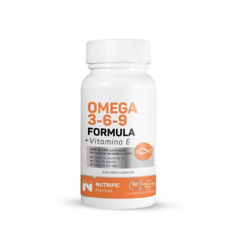 Formule Oméga 3 6 9 avec Vitamine E, 60 capsules, Nutrific