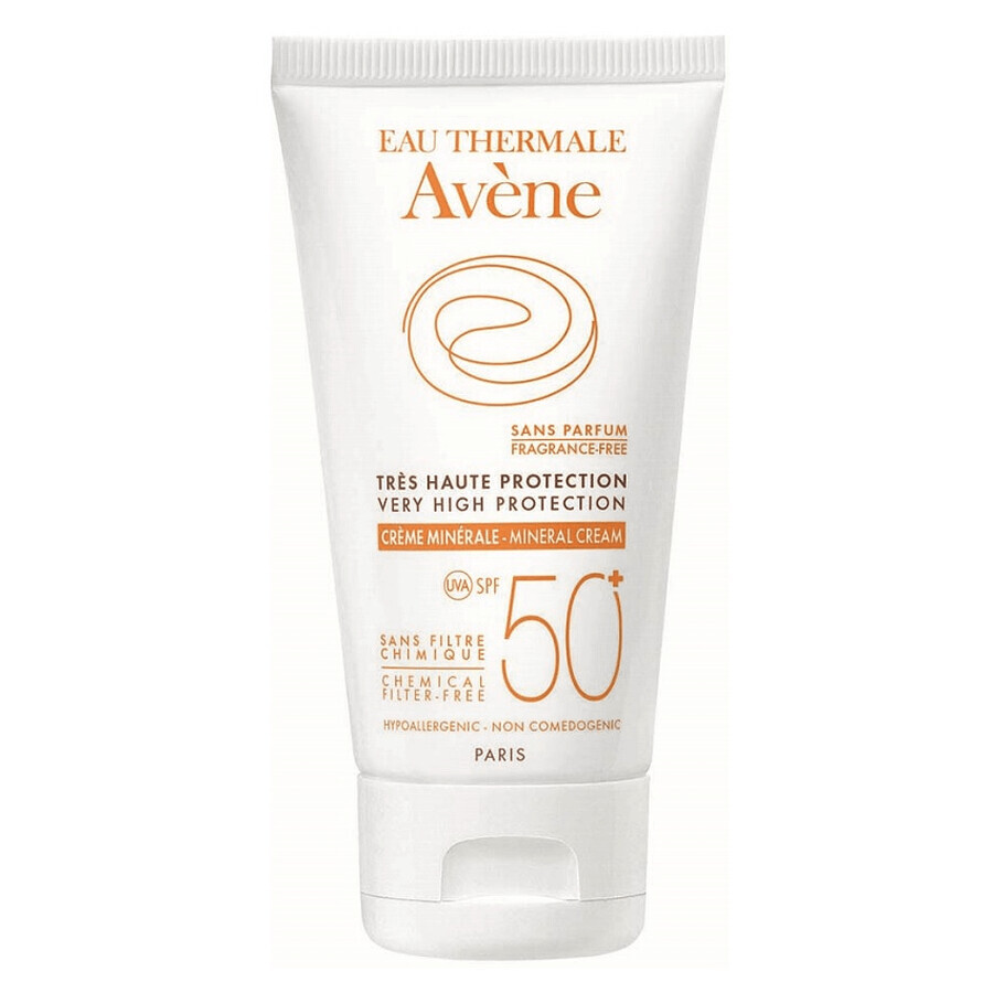 Crème solaire minérale SPF 50+, 50 ml, Avène