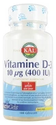 Kal Vitamina D-3 10 µg (400 UI) 100 cápsulas