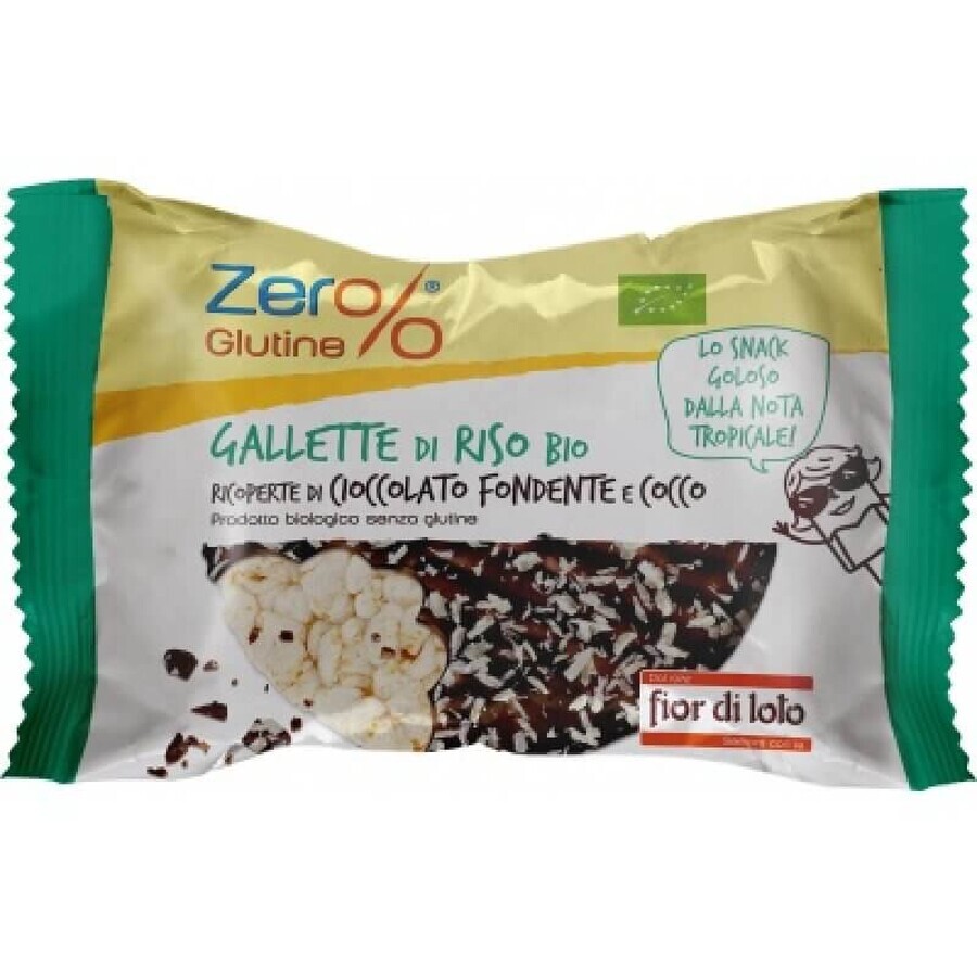 Bio-Reiskugeln mit Zartbitterschokolade und Kokosraspeln Molke% Gluten, 33 g, Fior di Loto