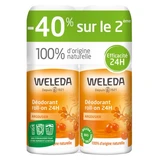Weleda Sea Buckthorn 24-Hour Roll-On Deodorant, 2-Pack (50 ml each)