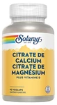 Solaray Citrat de calciu și citrat de magneziu 90 de capsule vegetale cu vitamina D