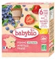 Babybio Appel, Bosbes en Aardbei, vanaf 6 maanden, biologisch, 4 zakjes van 90 g