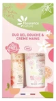 Fleurance Nature Cremă de mâini cu trandafir organic 30 ml + Gel de duș cu trandafir și iasomie organic 50 ml