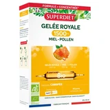 Superdiet Koninginnemelk 1500 Biologische honing en stuifmeel, 20 ampullen