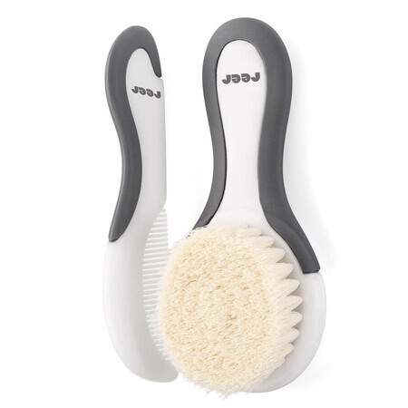 BabyCare Hair Ensemble brosse et peigne, 0 mois+, blanc avec gris, Reer