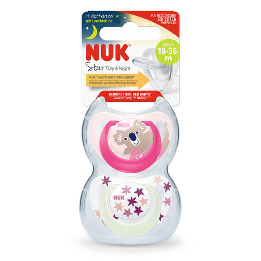 Sucette en silicone M3 Star Day&Night, 2 pièces, 18-36 mois, Nuk