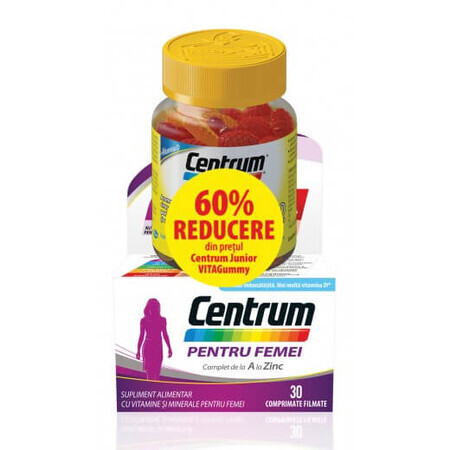 Centrum Women, 30 Tablets + Centrum Junior VitaGummy, 30 Jellies (1+1-60% Discount on the second Product), GSK