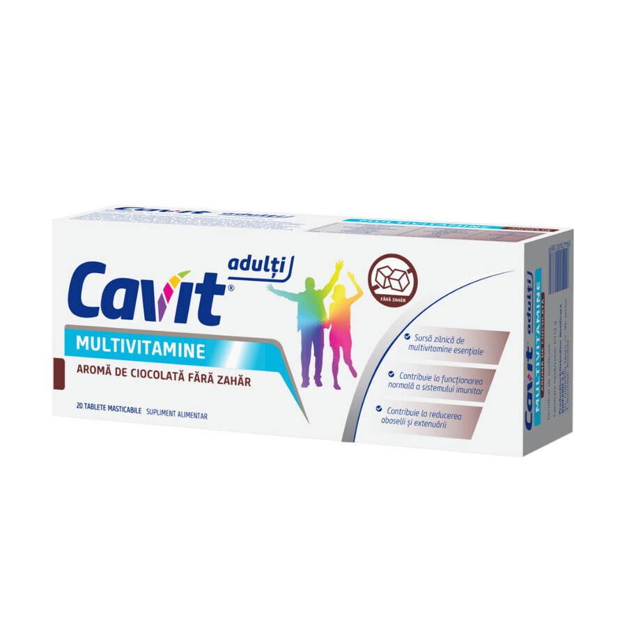 Cavit Adulte Chocolat sans sucre, 20 comprimés, Biofarm