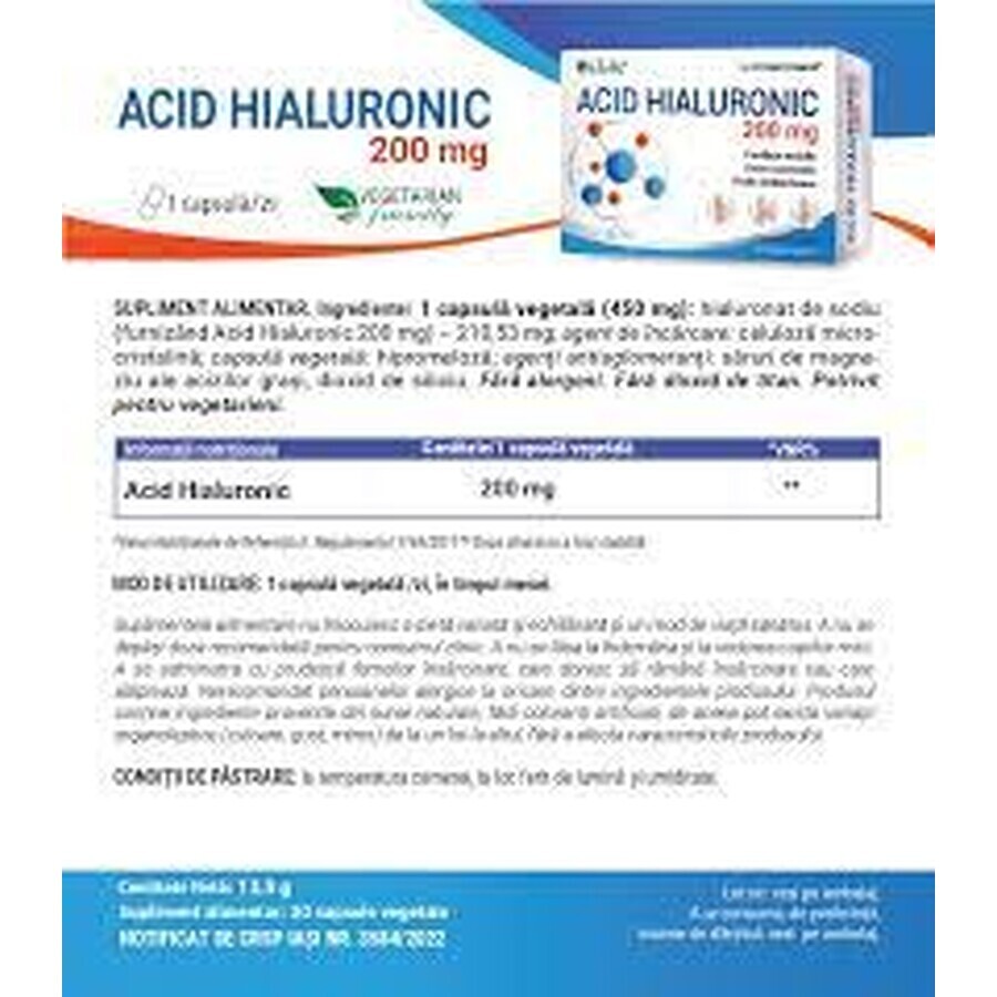 Acide hyaluronique, 200 mg, 30 gélules, Cosmo Pharm