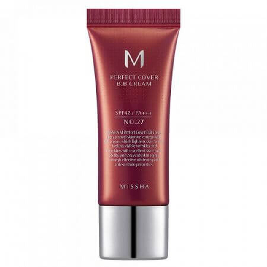 BB Cream M Perfect Cover SPF42/PA+++, tonalità 27/Beige miele, 20 ml, Missha