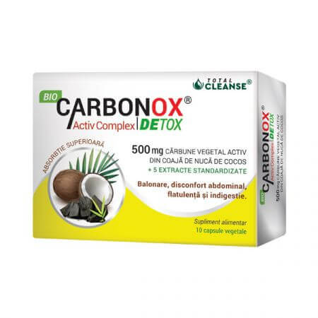 Bio Carbonox Activ Complex Detox, 500 mg, 10 vegetarische Kapseln, Cosmo Pharm