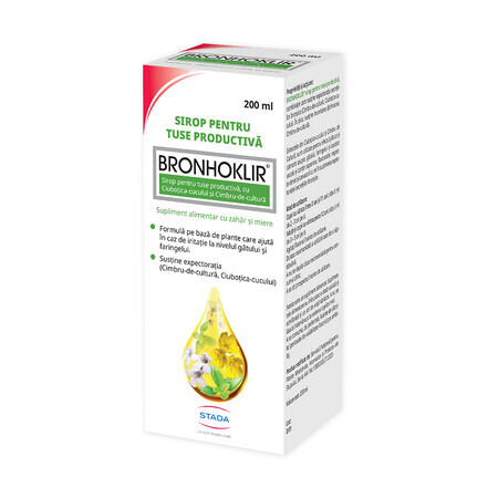 Bronhoklir sirop contre la toux productive, 200 ml, Stada