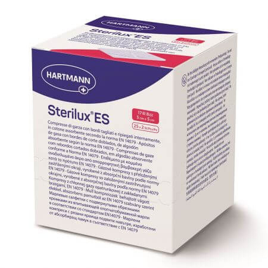 Compresses de gaze stériles Sterilux ES, 5 cm x 5 cm, 25 sachets, Hartmann