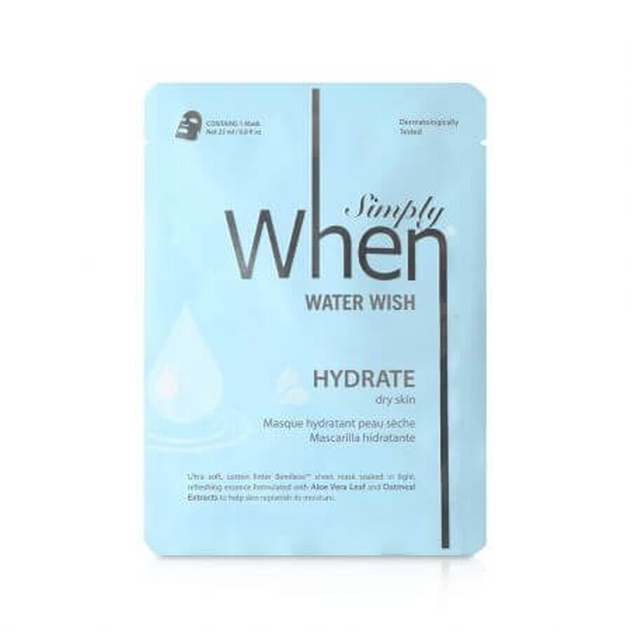 Maschera idratante con acido ialuronico e aloe vera, Water Wish, 23 g, When Beauty