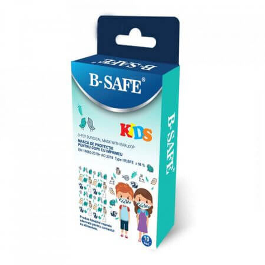 Masque médical à 3 plis pour enfants, 10 pièces, B-Safe