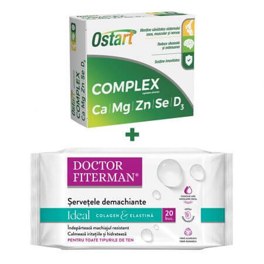 Ostart Complex Package, 30 comprimés, Fiterman Pharma + Ideal Cleansing Wipes, 20 pièces, Doctor Fiterman