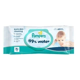 Toallitas húmedas Pure Skin (99 % de agua), paquete de 60 unidades, Pampers