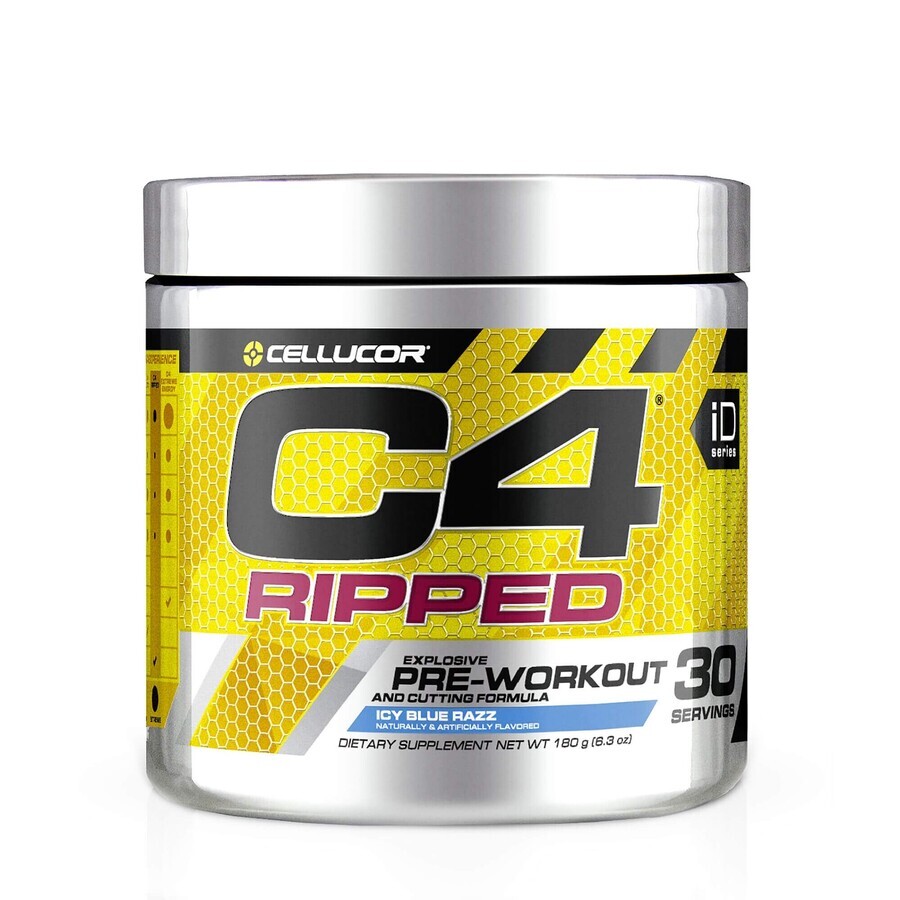 Cellucor C4 Ripped Pre-workout, Icy Blue Razz Flavour, 180 g