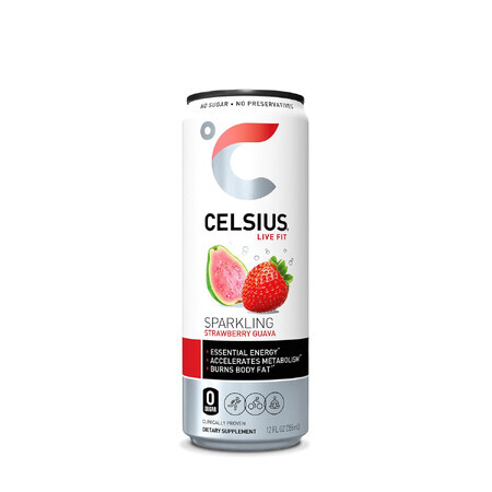 Celsius® Boisson gazeuse énergisante, Saveur fraise goyave, 355 ml