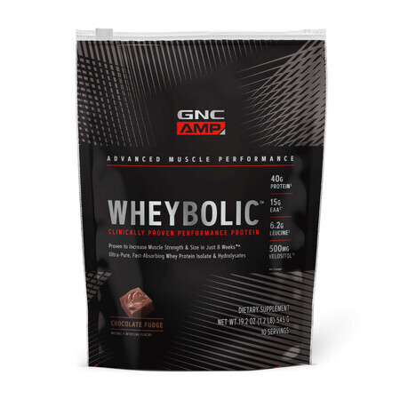 Gnc Amp Wheybolic, protéines de lactosérum, arôme chocolat, 545 g