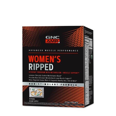 Gnc Amp Women's Ripped Vitapak Programme non stimulant, 30 sachets