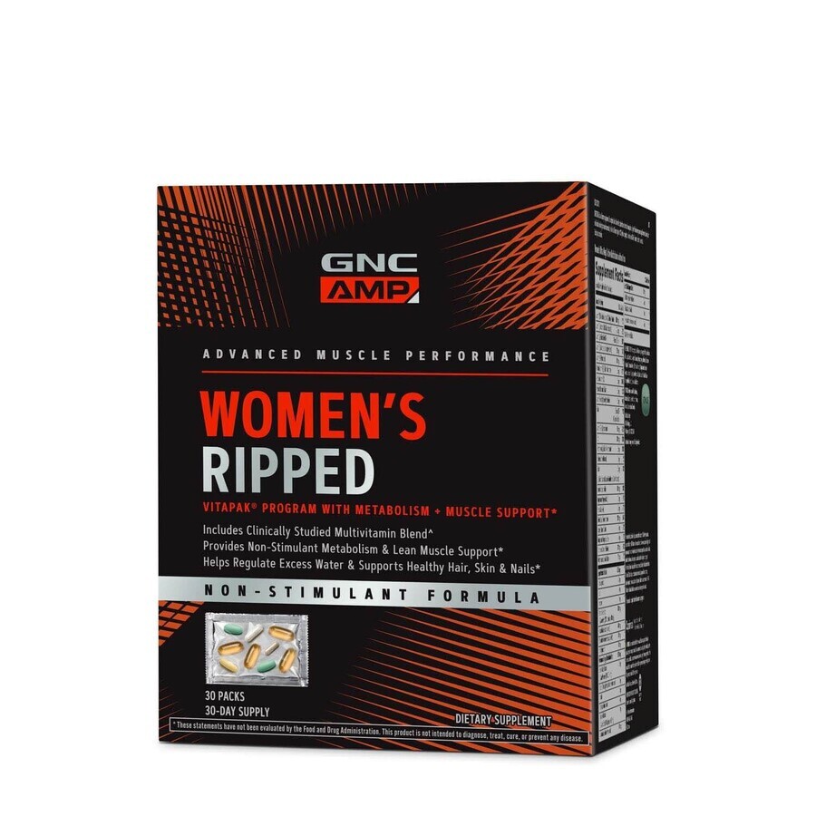Gnc Amp Women's Ripped Vitapak Programme non stimulant, 30 sachets
