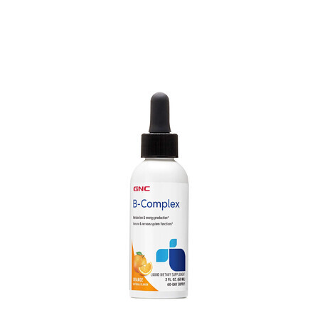Gnc B-Komplex, flüssiger B-Vitamin-Komplex mit natürlichem Orangengeschmack, 60 ml