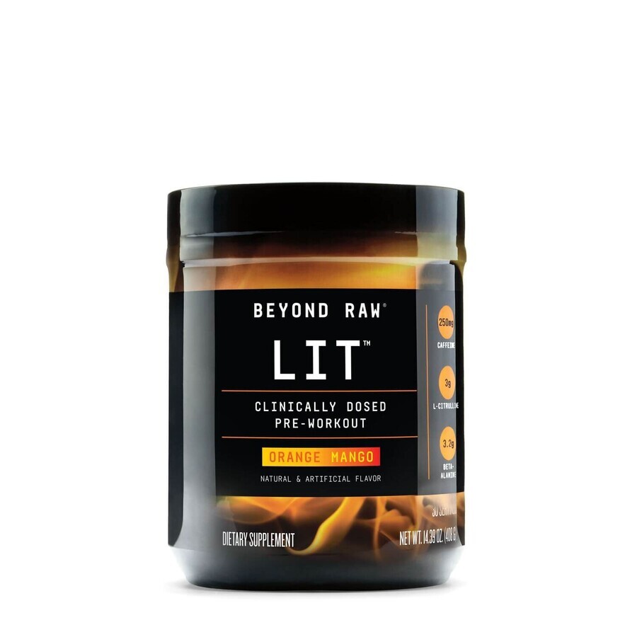 Gnc Beyond Raw Lit Pre Workout With Orange And Mango Flavor, 406.5 G