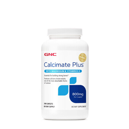 Gnc Calcimate Plus, Calcium 800 Mg mit Magnesium und Vitamin D-3, 240 Tb