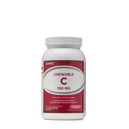 Gnc Chewable C 100 Mg, Vitamine C à mâcher pour enfants, avec Bioflavonoïdes, Acérola et Poudre de Pomme, 180 Tb