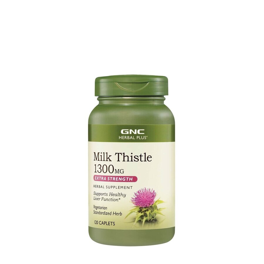 Gnc Herbal Plus Milk Thistle Silimarina 1300 Mg Extract Din Seminte De Armurariu, 120 Cps