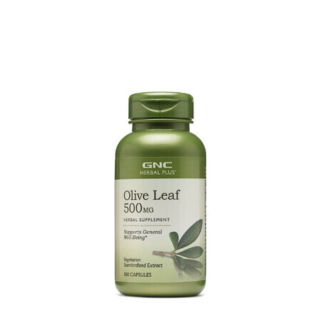 Gnc Herbal Plus Olive Leaf 500mg, Olive Leaf Extract, 100 Cps