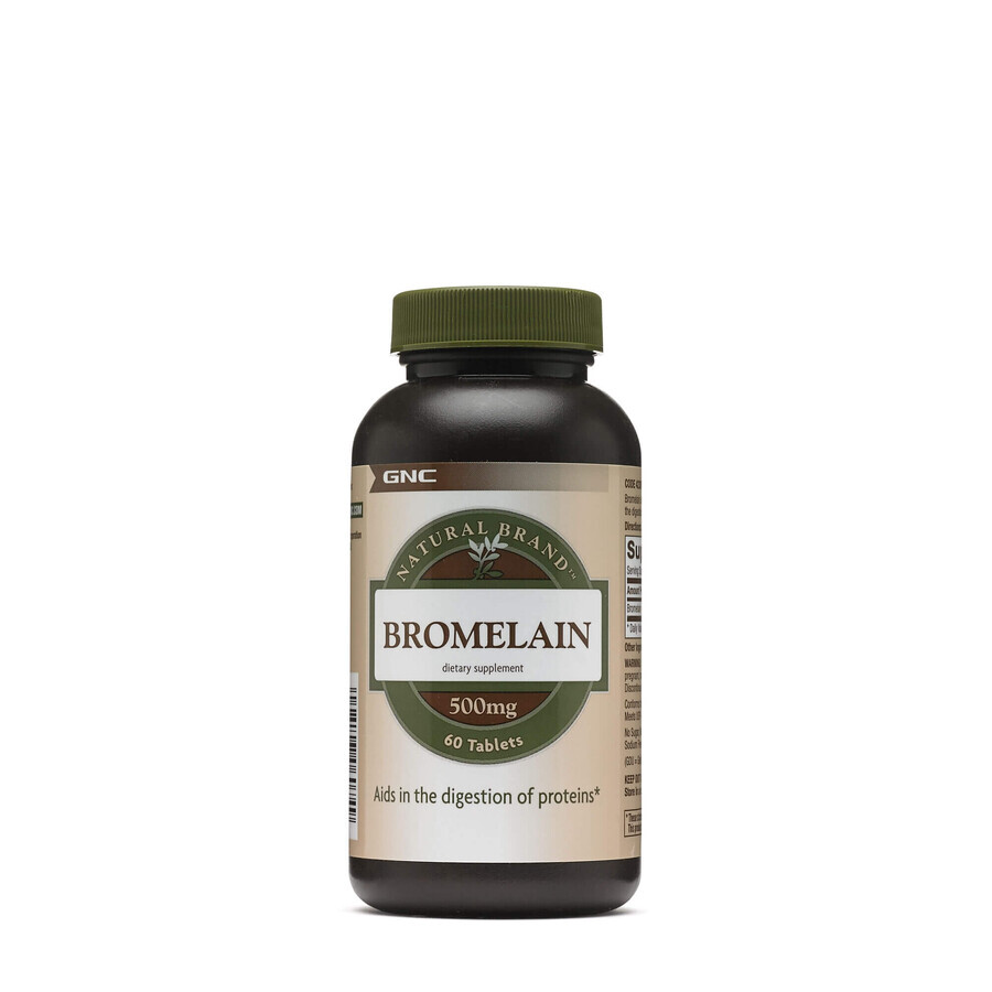 Gnc Natural Brand Bromelain 500mg, Broméline, 60 Tb